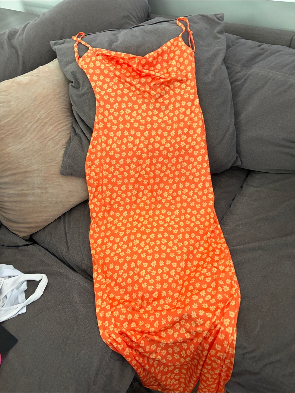Orange Floral Slip Dress
